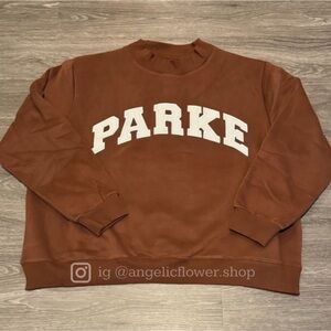 PARKE Hometown Varsity Mockneck Mocha + Cloud NWT